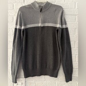 George Men's Stripe Colorblock Gray Quarter Zip Sweater